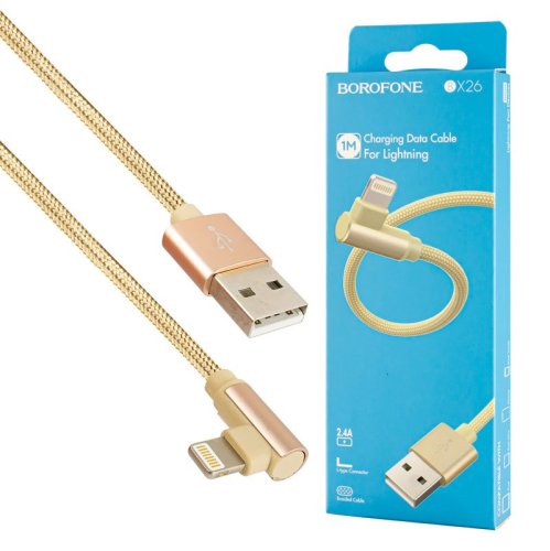 Кабель BOROFONE BX26 Express Lightning 1m 2.4A nylon braid Gold