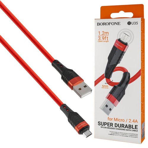 Кабель BOROFONE BU35 Micro 12m red 6974443385311