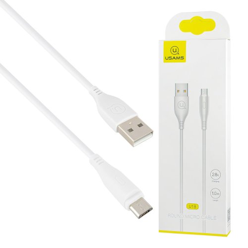 Кабель Usams US-SJ268 U18 Round Micro Cable 1m White
