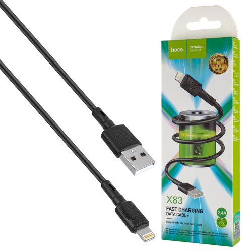 Кабель HOCO X83 USB to iP 2.4A 1m PVC PVC connectors Чорний