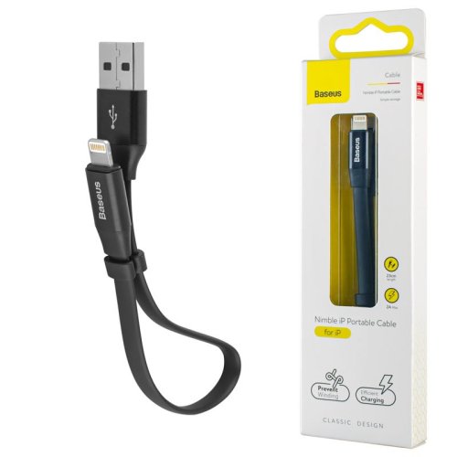 Кабель Baseus Nimble Portable Cable 2A For IP 23cm Чорний CALMBJ-B01