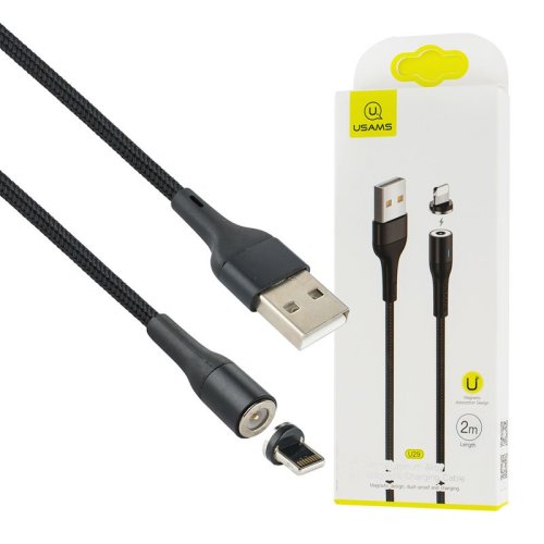 Кабель Usams US-SJ336 U29 Aluminum Alloy Lightning Magnetic Cable 2m Чорний