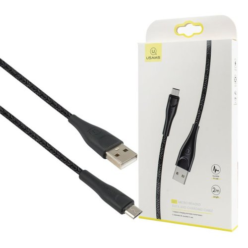 Кабель Usams US-SJ396 U41 Micro Braided Data and Charging Cable 2m Чорний