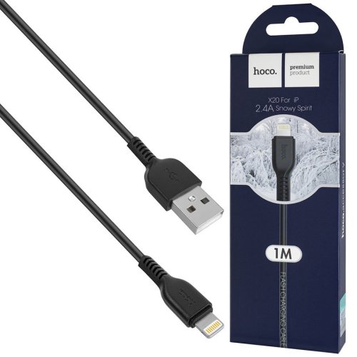 Кабель HOCO X20 USB to iP 2.4A 1m PVC TPE connectors Чорний