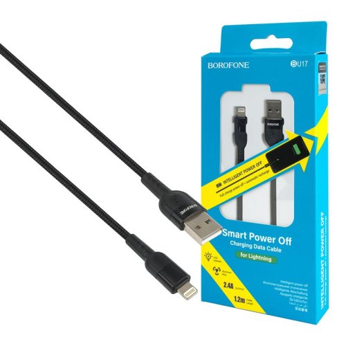 Кабель BOROFONE BU17 Starlight smart power off charging Lightning Чорний
