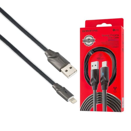 Кабель BOROFONE BU12 Synergy Lightning 2.4A 1.2m Чорний
