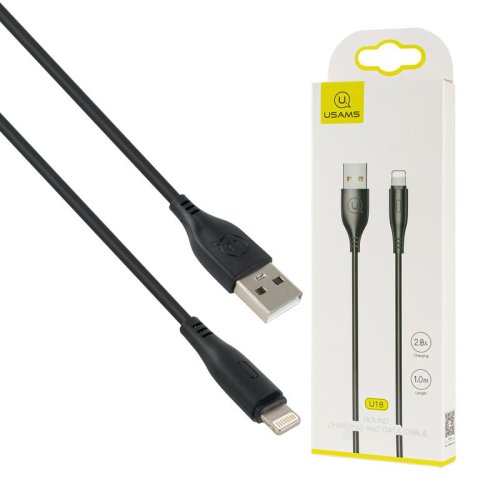 Кабель Usams US-SJ266 U18 Round lightning Cable 1m  Чорний