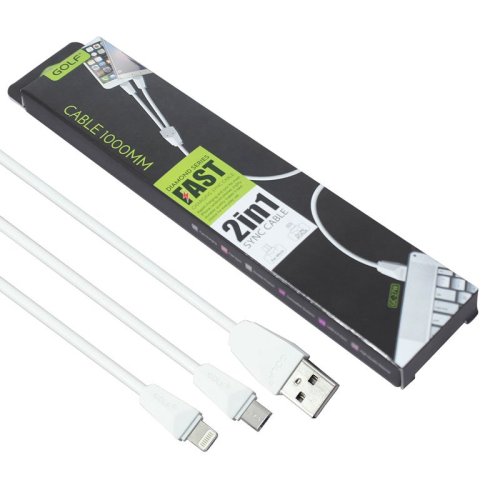 Кабель GOLF GC-27W для iphone и microUSB  білий