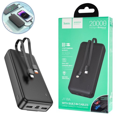 Power Bank HOCO J118A  20000mAh  чорний (6942007608060)