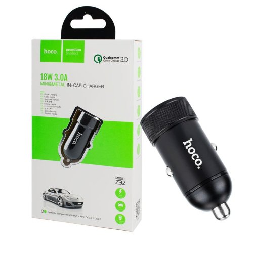 Автомобільний зарядний пристрій HOCO Z32 Speed Up, 18W, 3A, Чорний, QC3.0