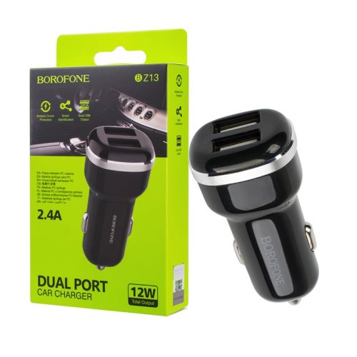 Автомобільний зарядний пристрій BOROFONE BZ13 Extreme set, чорний