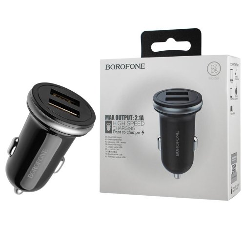 Автомобільний зарядний пристрій BOROFONE BZ5 CarPal, dual USB ports, 2.1A, чорний