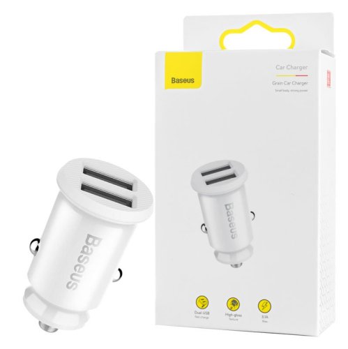 Автомобільний зарядний пристрій Baseus Grain Car Charger 3.1A Dual USB білий