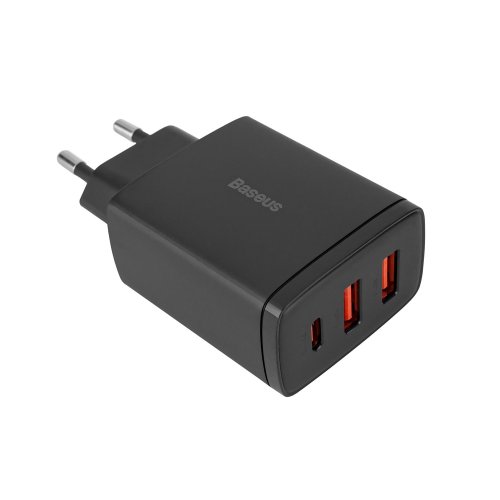 Зарядний пристрій Baseus Compact Quick Charger 2U+C 30W EU Black (CCXJ-E01)