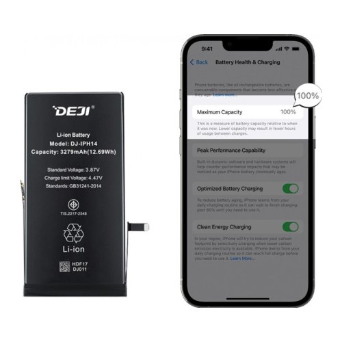 Смарт-батарея для iPhone 14 DEJI | Відображає ємність | Розпізнається iOS як оригінал  3279 mAh