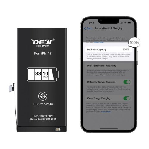 Смарт-батарея для iPhone 12 DEJI | Відображає ємність | Розпізнається iOS як оригінал 3310 mAh