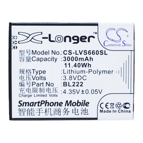 Акумулятор Lenovo BL222 3000 mAh для S660 S668t X-Longer CS-LVS660SL