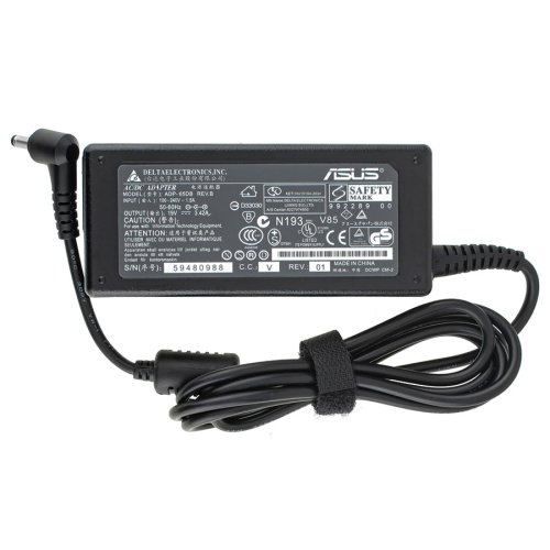 Блок живлення (зарядний адаптер) для ноутбука ASUS — 19V 3.42A (65W), штекер 4.0×1.35 мм, L‑подібний роз’єм, чорний, прямокутний (RECTANGULAR)