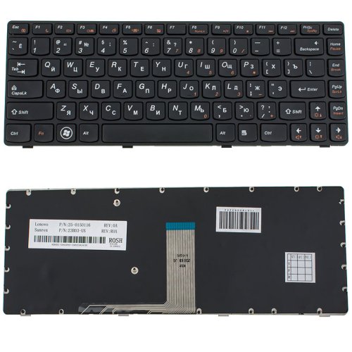 Клавіатура для ноутбука Lenovo Y480, Y485 — чорна, розкладка RU