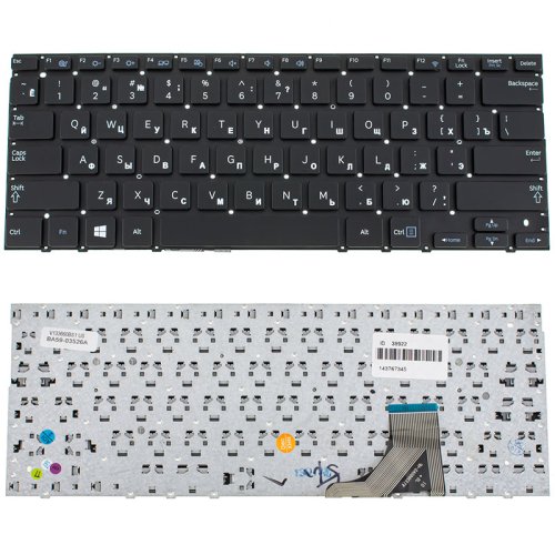 Клавіатура для ноутбука Samsung NP530V3, NP535V3, NP530U3, NP535U3 — RU-розкладка, чорна, без рамки