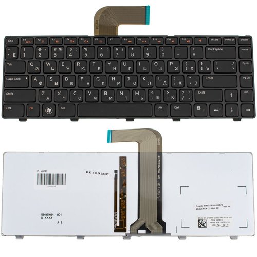 Клавіатура для ноутбука DELL Inspiron 5520, M4110, M5040, M5050, N4110, N5040, N5050 / Vostro 1540, 3550 / XPS L502 — чорна, з підсвіткою клавіш, RU-розкладка