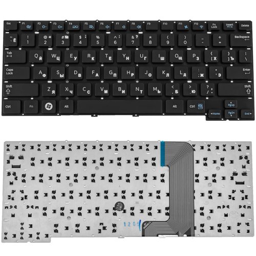 Клавіатура для ноутбука Samsung NP300U1, NP305U1 — чорна, RU-розкладка, без рамки (без фрейма)