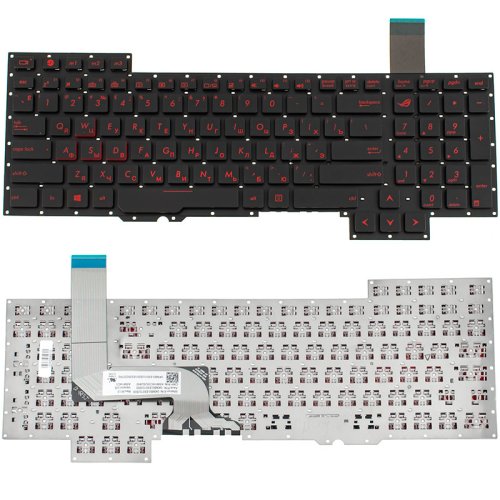 Клавіатура для ноутбуків ASUS серії G751, розкладка RU, чорна, без рамки