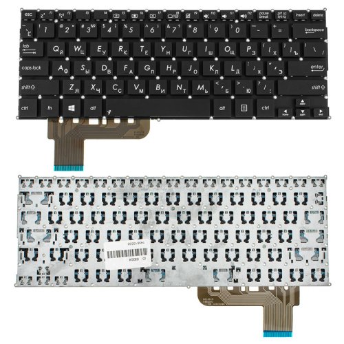 Клавіатура для ноутбука ASUS E200 series, розкладка RU, чорна, без рамки (без фрейма)