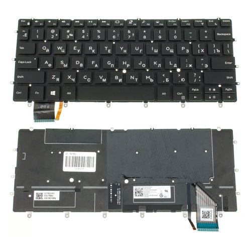 Клавіатура для ноутбука Dell XPS 9370, RU-розкладка, чорна, без рамки, з підсвіткою клавіш