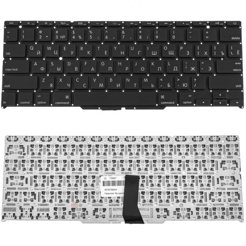 Клавіатура для ноутбука Apple MacBook Air A1370, A1465 (2011–2015), RU-розкладка, чорна, малий Enter