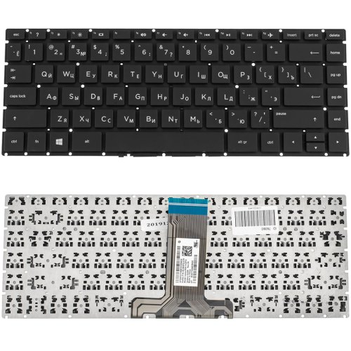 Клавіатура для ноутбука HP 240 G6 / 245 G6 — чорна, RU-розкладка, без рамки
