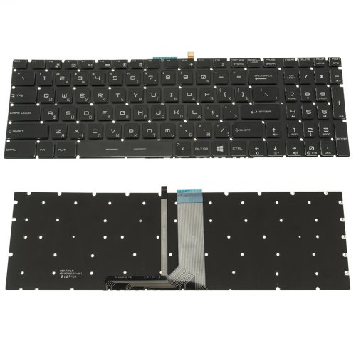 Клавіатура для ноутбука MSI GV62, GT62 — чорна, без рамки, RU-розкладка, з підсвіткою клавіш