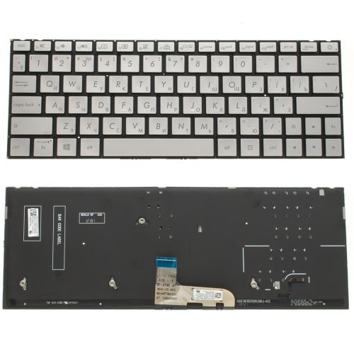 Клавіатура для ноутбука ASUS UX333 series, розкладка RUS, срібляста, без рамки, з підсвіткою клавіш