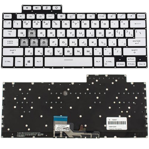 Клавіатура для ноутбука ASUS FX516 series — біла, розкладка RU, без рамки, з підсвіткою клавіш