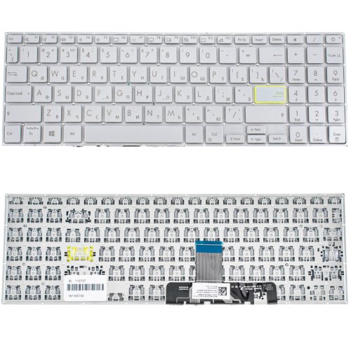 Клавіатура для ноутбука ASUS X521 series, RU-розкладка, срібляста, без рамки