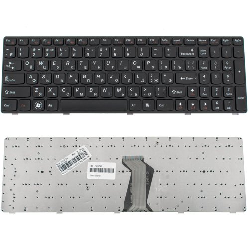 Клавіатура для ноутбука Lenovo Y570 — RU-розкладка, чорна, з чорною рамкою