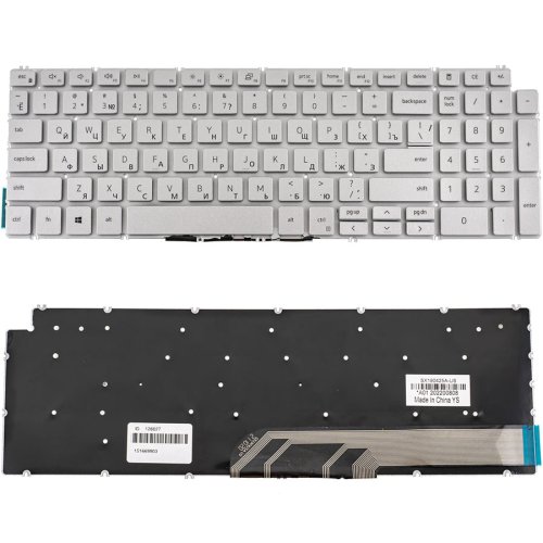 Клавіатура для ноутбука Dell Inspiron 5584 — RU-розкладка, срібляста, без рамки