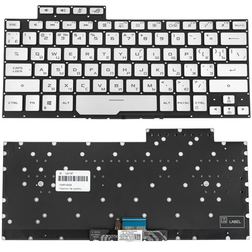 Клавіатура для ноутбука ASUS GA401 series (UKR), срібляста, без рамки, з підсвіткою клавіш
