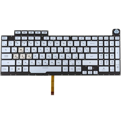 Клавіатура для ноутбука ASUS G731GD / G731GT / G731GU, срібляста, без рамки, розкладка RU, RGB-підсвітка клавіш (4 зони, 16 pin) Original