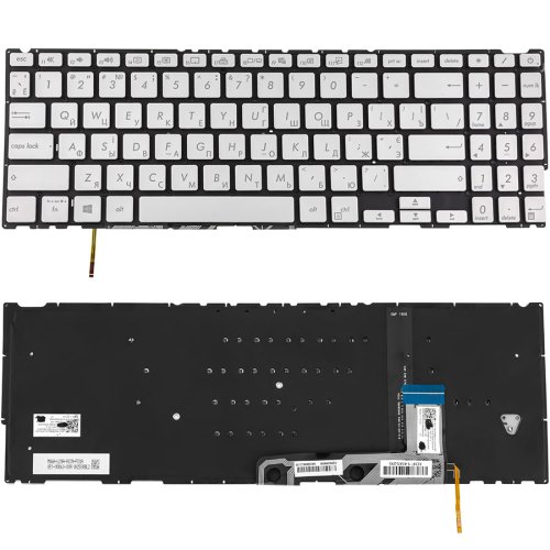 Клавіатура для ноутбука ASUS UX534 series, українська розкладка, срібляста, без рамки, з підсвіткою клавіш Original