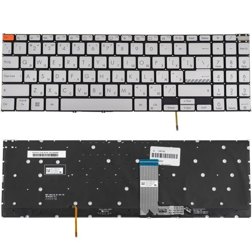 Клавіатура для ноутбука ASUS K6602 series — срібляста, без рамки, з підсвіткою клавіш, розкладка RU (Original)