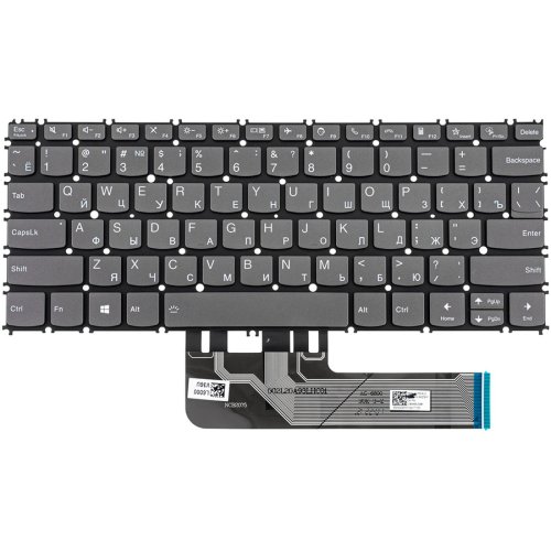 Клавіатура для ноутбука Lenovo ThinkBook 13s, 14s — темно-сіра, без рамки, з підсвіткою клавіш, розкладка RU