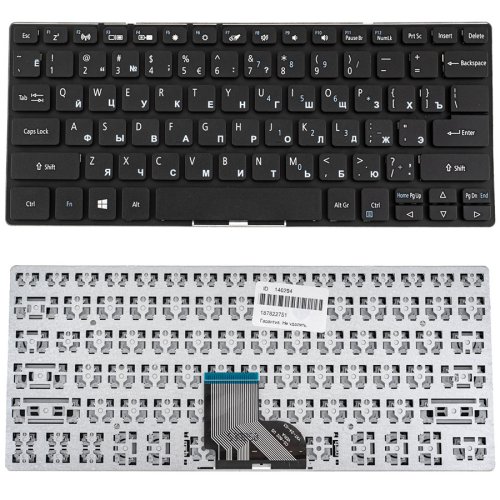 Клавіатура для ноутбука Acer Spin SP111-32, RU-розкладка, чорна, без рамки (фрейма)