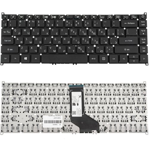 Клавіатура для ноутбука Acer TravelMate P614-53 та P414-53, розкладка RU, чорна, без рамки