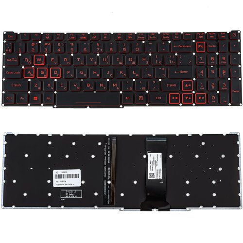 Клавіатура для ноутбука Acer Nitro AN515-54 — українська розкладка, чорна, без рамки, підсвітка клавіш червона (RED) Original