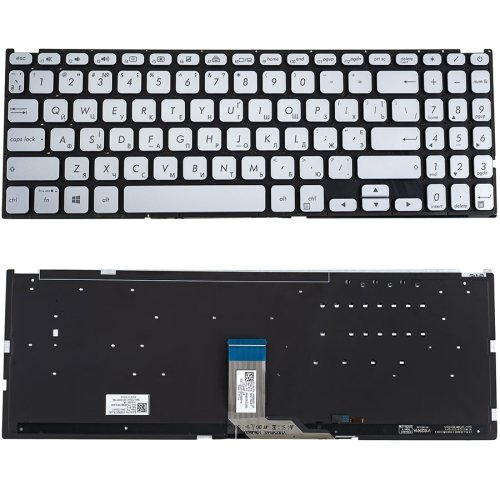 Клавіатура для ноутбука ASUS X512 series, українська розкладка, срібляста, без рамки, з підсвіткою клавіш