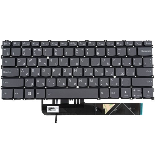 Клавіатура для ноутбука Lenovo ThinkBook 13s G4 series — темно-сіра, без рамки, з підсвіткою клавіш, RU-розкладка