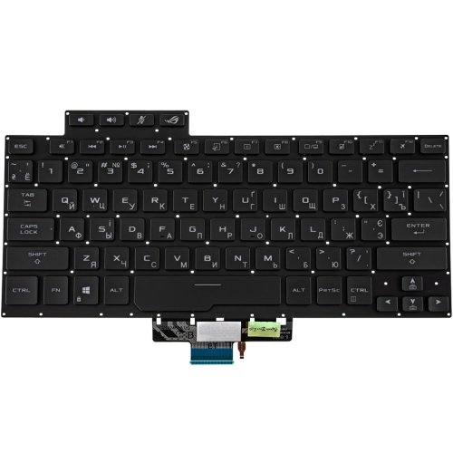 Клавіатура для ноутбука ASUS GA401 series — українська розкладка, чорна, без рамки, з підсвічуванням клавіш