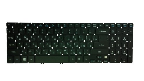 Клавіатура для ноутбука Acer Aspire V5 / V5-531 / V5-531G / V5-551 / V5-551G / V5-571 / V5-571G / V5-571P з підсвіткою (Light), чорна, без рамки, розкладка RU