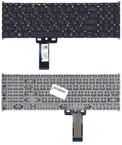Клавіатура для ноутбука Acer Aspire A317-51 — чорна, без рамки (No Frame), розкладка RU